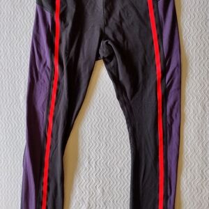 Avia Black and Purple Leggings with Red Stripes